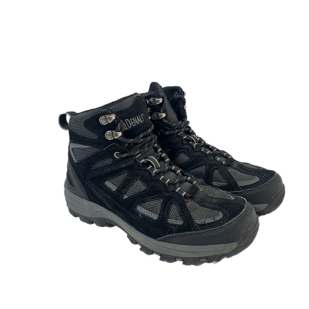 Denali Outback Hiking Boot Women Black leather Mid Top Lace Up Outdoor Shoes - 7